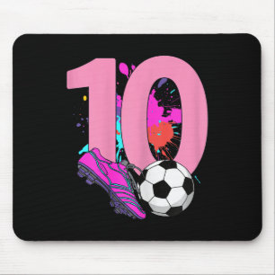 10th Birthday Girl Soccer Player Footll 10 Years O Mouse Pad