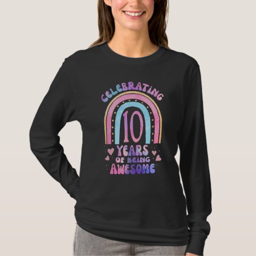 10th Birthday Girl Tie Dye 10 Years Of Being Aweso T_Shirt