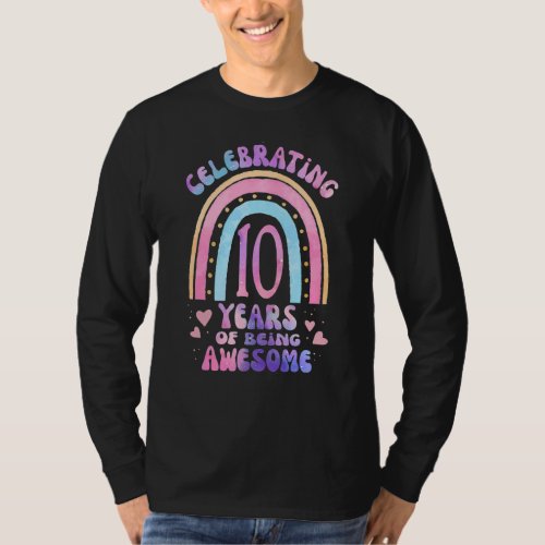 10th Birthday Girl Tie Dye 10 Years Of Being Aweso T_Shirt