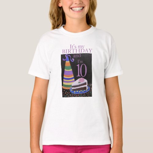 10th BIRTHDAY Girls Fine Jersey T_Shirt