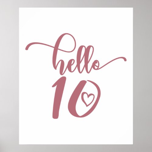 10th Birthday Girls Hello Ten Cute 10 Years Old Poster