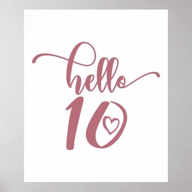 10th Birthday Girls Hello Ten Cute 10 Years Old Poster (Front)