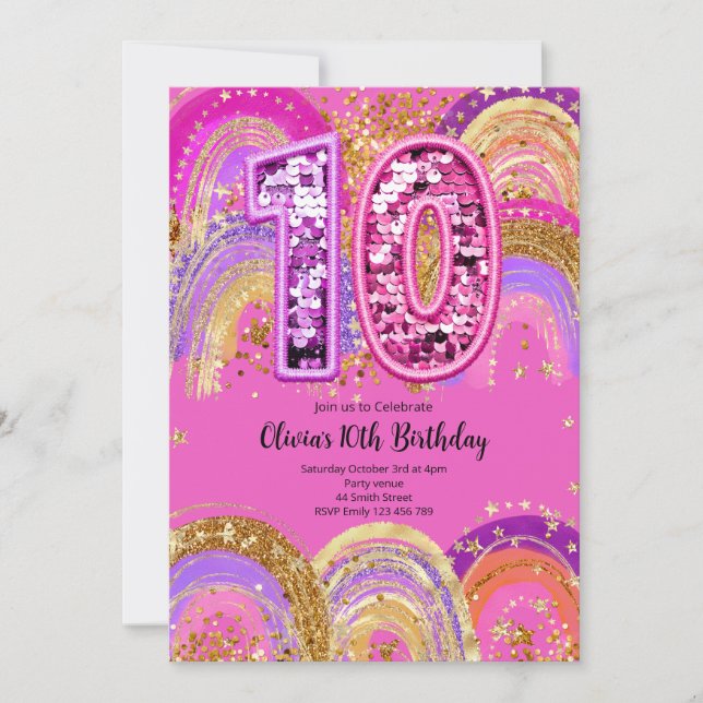 10th Birthday Girls Invitation (Front)