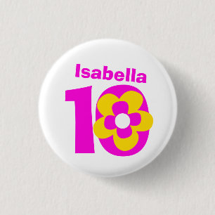 10th Birthday girls pink button/badge Pinback Button