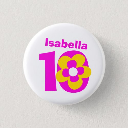 10th Birthday girls pink buttonbadge Pinback Button