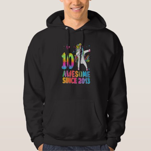 10th Birthday Girls Teens Dabbing Unicorn 10 Year  Hoodie