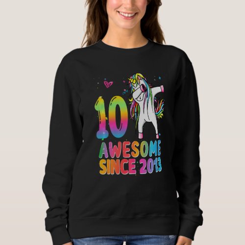 10th Birthday Girls Teens Dabbing Unicorn 10 Year  Sweatshirt