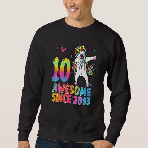 10th Birthday Girls Teens Dabbing Unicorn 10 Year  Sweatshirt