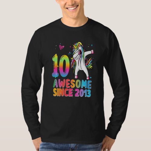 10th Birthday Girls Teens Dabbing Unicorn 10 Year  T_Shirt