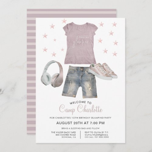 10th Birthday Glamping Party Under The Stars Invitation