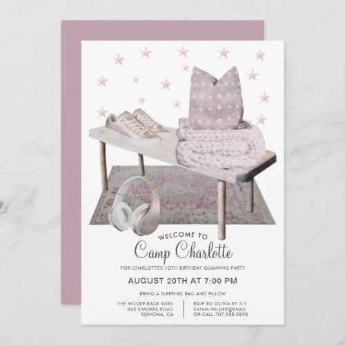 10th Birthday Glamping Party Under The Stars Invitation