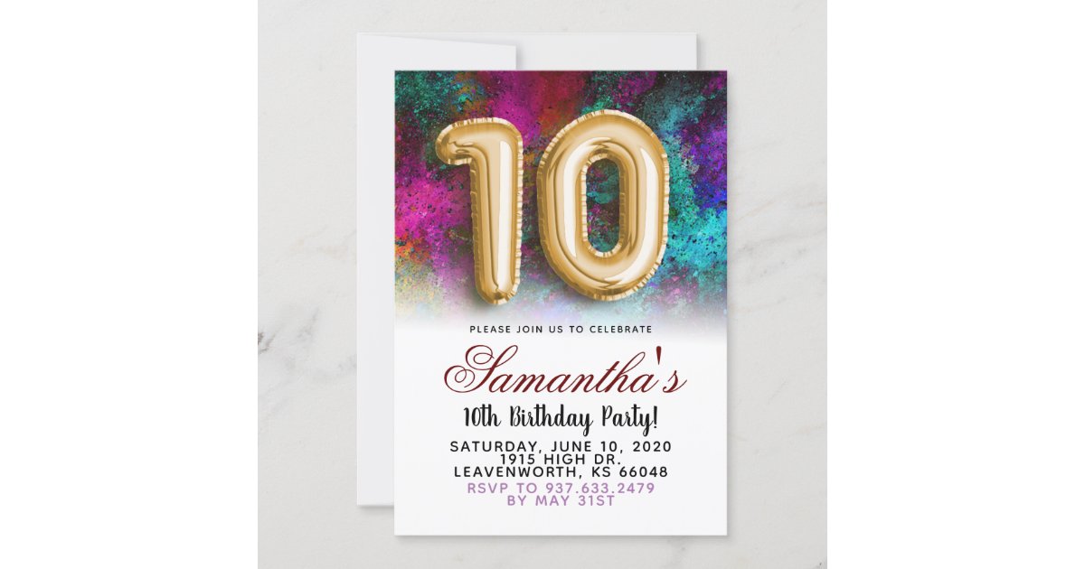 10th Birthday Gradient Invitation | Zazzle
