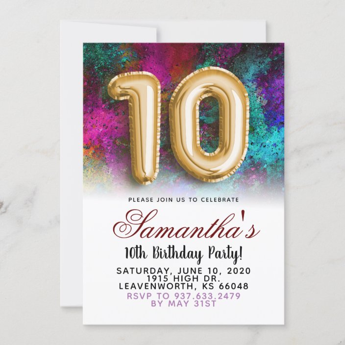 10th Birthday Gradient Invitation | Zazzle.com