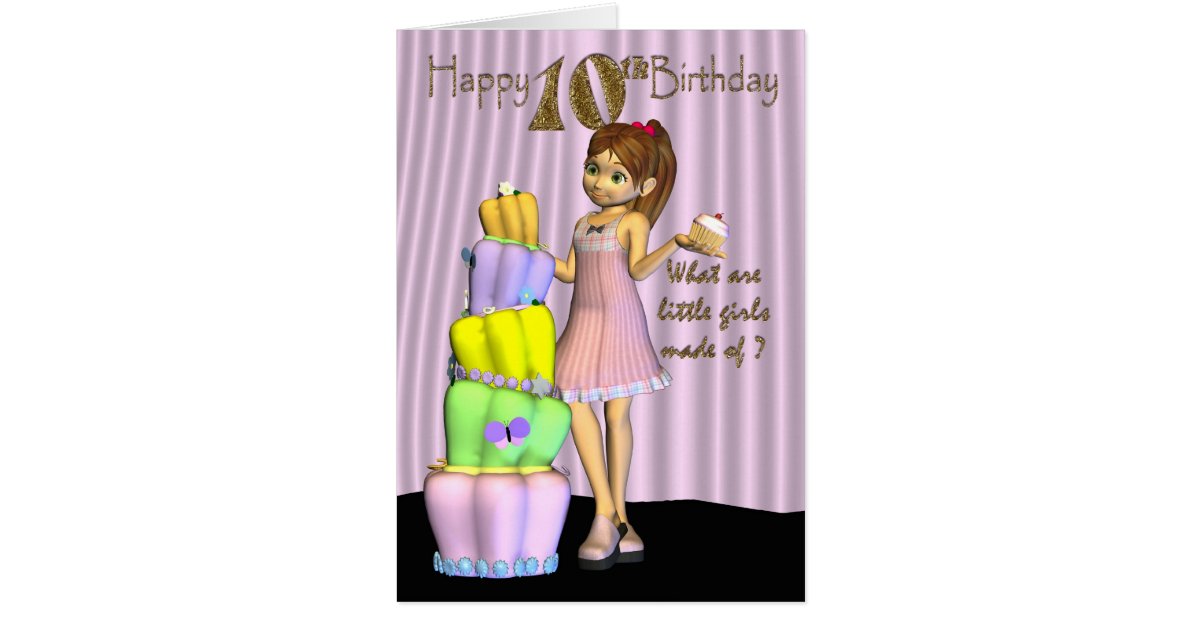 Free Printable Happy 10th Birthday Card Girl