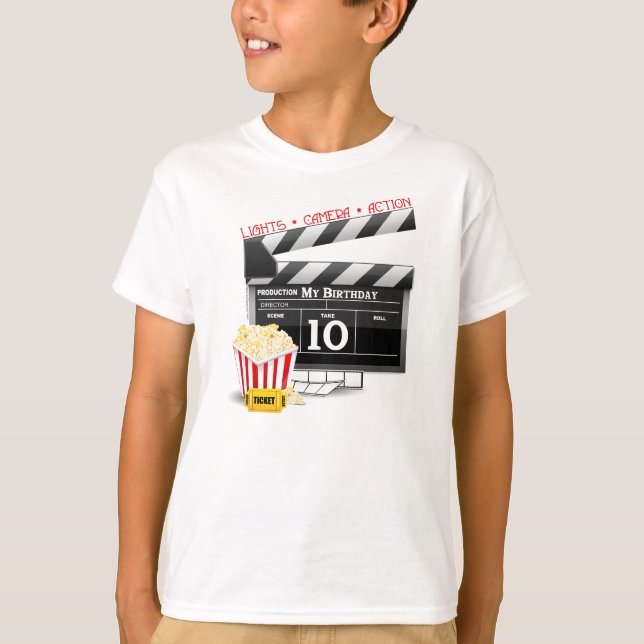 10th Birthday Hollywood Movie Party T-Shirt (Front)
