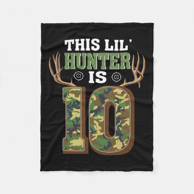 10th Birthday Hunting Deer 10 Year Old Hunter  Fleece Blanket (Front)