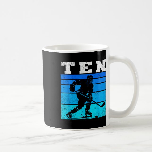 10th Birthday Ice Hockey Boys Ten Hockey Birthday  Coffee Mug (Right)