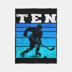 10th Birthday Ice Hockey Boys Ten Hockey Birthday Fleece Blanket