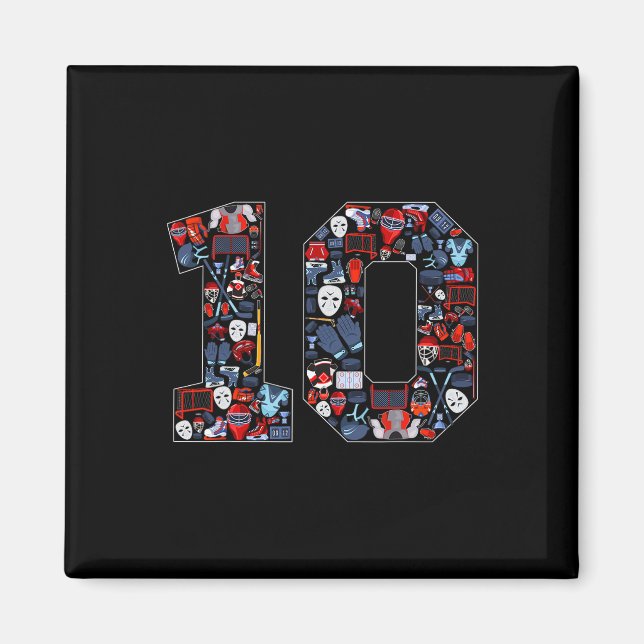 10th Birthday Ice Hockey Themed 10 Year Old Party  Magnet (Front)