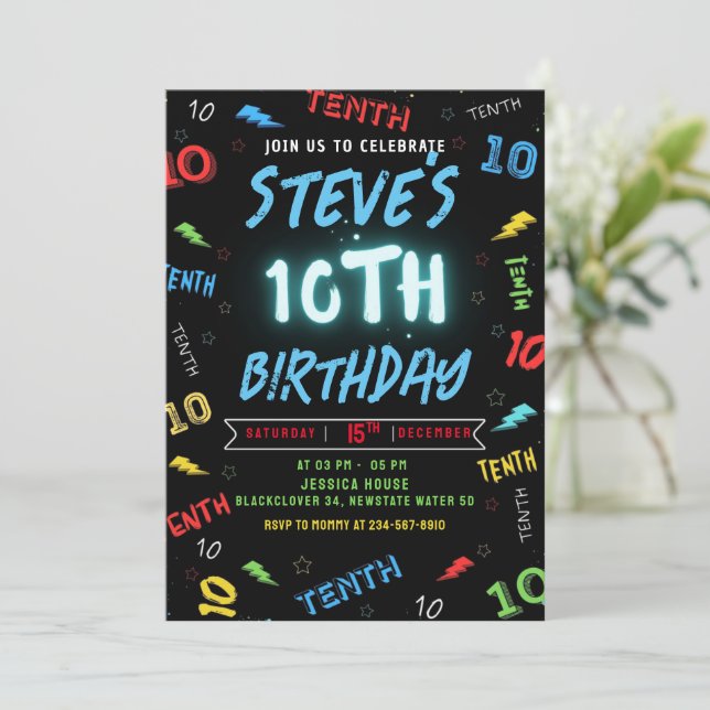 10th Birthday Invitation Party (Standing Front)