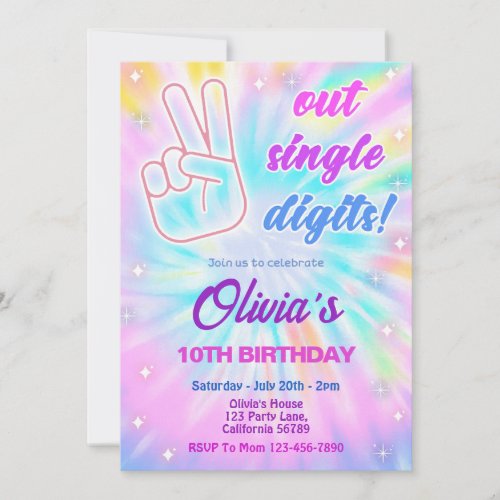 10th Birthday Invitation Peace Out Single Digits