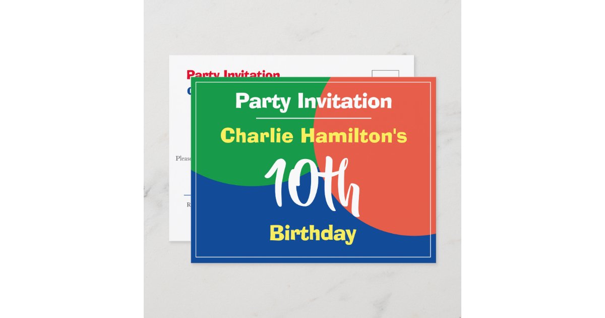 10th Birthday Invitation Postcard | Zazzle