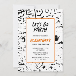10th birthday invitations Boy Graffiti Paint Party
