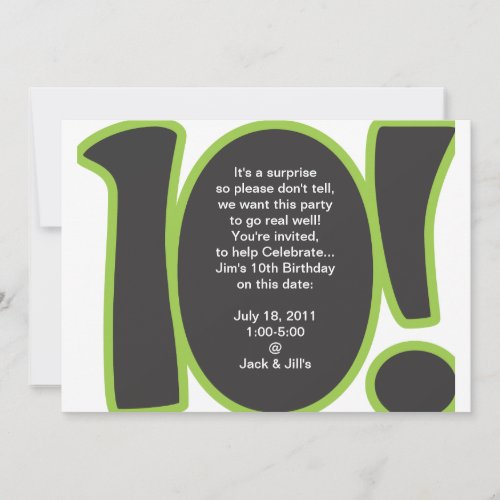10th Birthday Invite