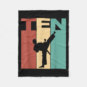 10th Birthday Karate Taekwondo Theme 10 Year Old Fleece Blanket
