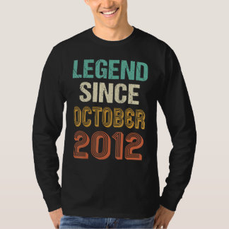 10th Birthday Legend Since 2012October Born In Oct T-Shirt
