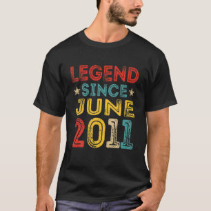 10Th Birthday Legend Since June 2011 Distressed 10 T-Shirt