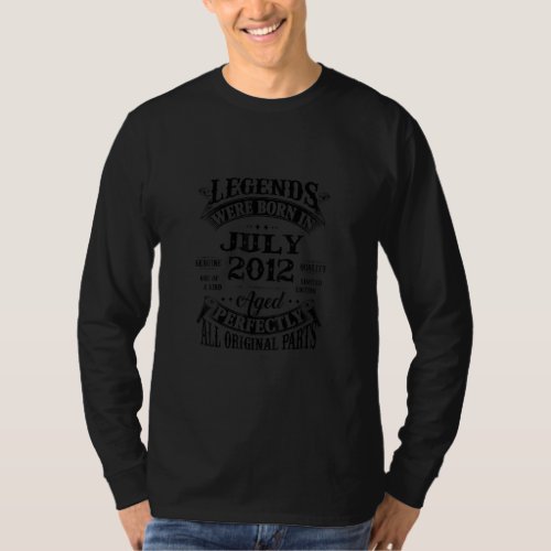 10th Birthday  Legends Born In July 2012 10 Years  T_Shirt