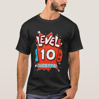 10Th Birthday Level 10 Cool Gaming Gift For Gamer  T-Shirt