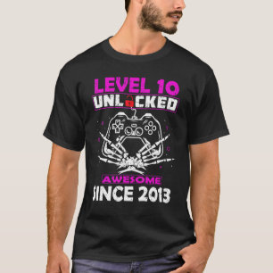 10th Birthday Level 10 Unlocked Awesome 2013 Gamer T-Shirt