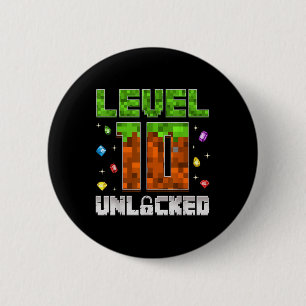 10th Birthday Level 10 Unlocked Kids 10 Year Old G Button