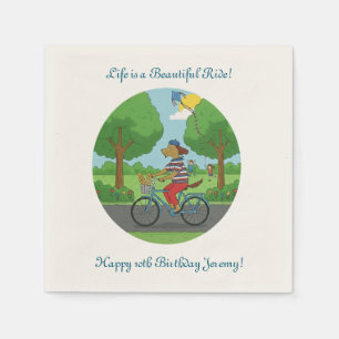 10th Birthday   Life is a Beautiful Ride on a Bike Napkins