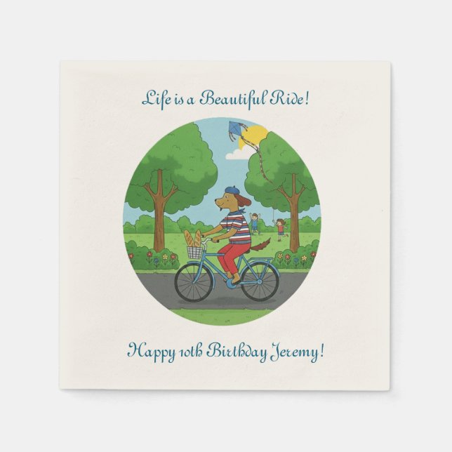 10th Birthday | Life is a Beautiful Ride on a Bike Napkins (Front)