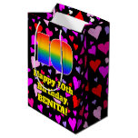 [ Thumbnail: 10th Birthday: Loving Hearts Pattern, Rainbow # 10 Gift Bag ]