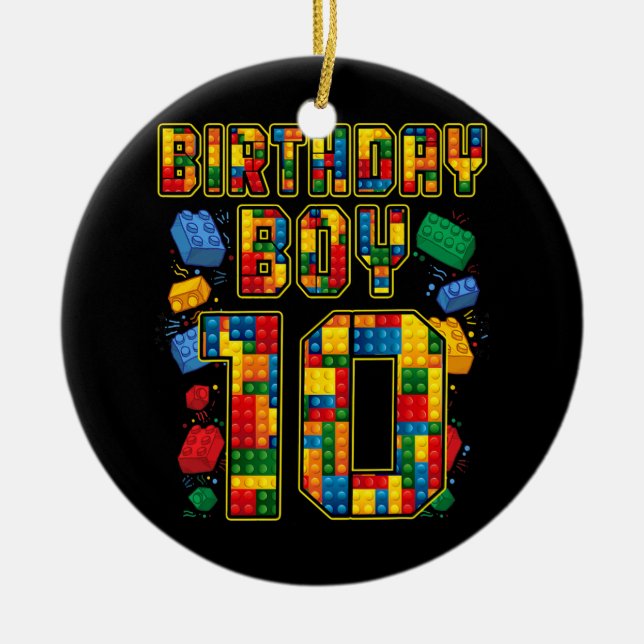 10th Birthday Master Builder 10 Years Old Block Ceramic Ornament (Front)