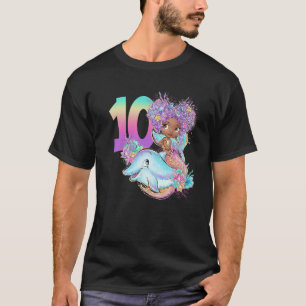 10th Birthday Mermaid Ten Black Girl Magic Double  T-Shirt