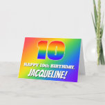 [ Thumbnail: 10th Birthday: Multicolored Rainbow Pattern # 10 Card ]