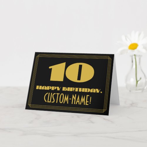 10th Birthday Name  Art Deco Inspired Look 10 Card