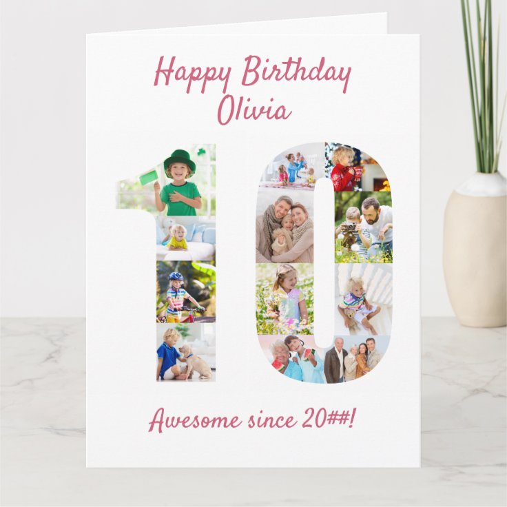 10th Birthday Number 10 Photo Collage Card | Zazzle