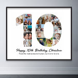 10th Birthday Number 10 Photo Collage Picture Poster<br><div class="desc">Mark a decade of wonderful memories and adventures with this captivating 10th Birthday Number Photo Collage. This customizable template is the perfect blend of creativity and sentiment, allowing you to create a truly memorable gift for your loved one's special day. Capture the essence of ten incredible years in a single...</div>