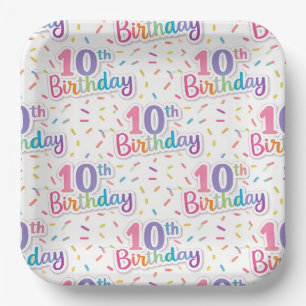 10th Birthday Paper Plates, Tenth Birthday Party Plates