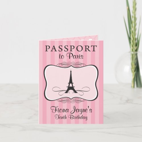 10th Birthday Paris Passport Invitation