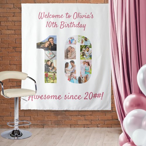10th Birthday Party 10 Photo Collage Backdrop