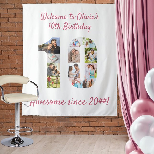 10th Birthday Party 10 Photo Collage Backdrop (Creator Uploaded)