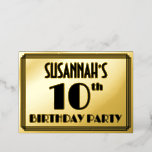 [ Thumbnail: 10th Birthday Party — Art Deco Look “10” + Name Invitation ]