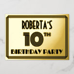 [ Thumbnail: 10th Birthday Party — Art Deco Style “10” & Name Invitation ]
